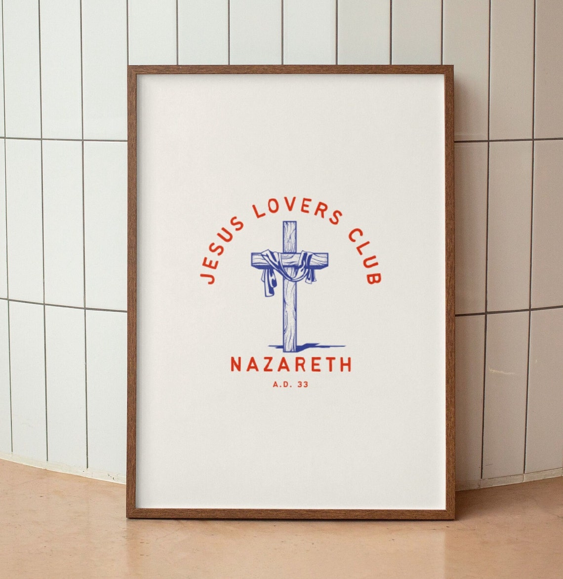 Jesus Lovers Club Retro Aesthetic Christian Wall Art Jesus Of Nazareth Cross Wall Art Modern Christian Art Print Vintage Christian Poster - Image 3