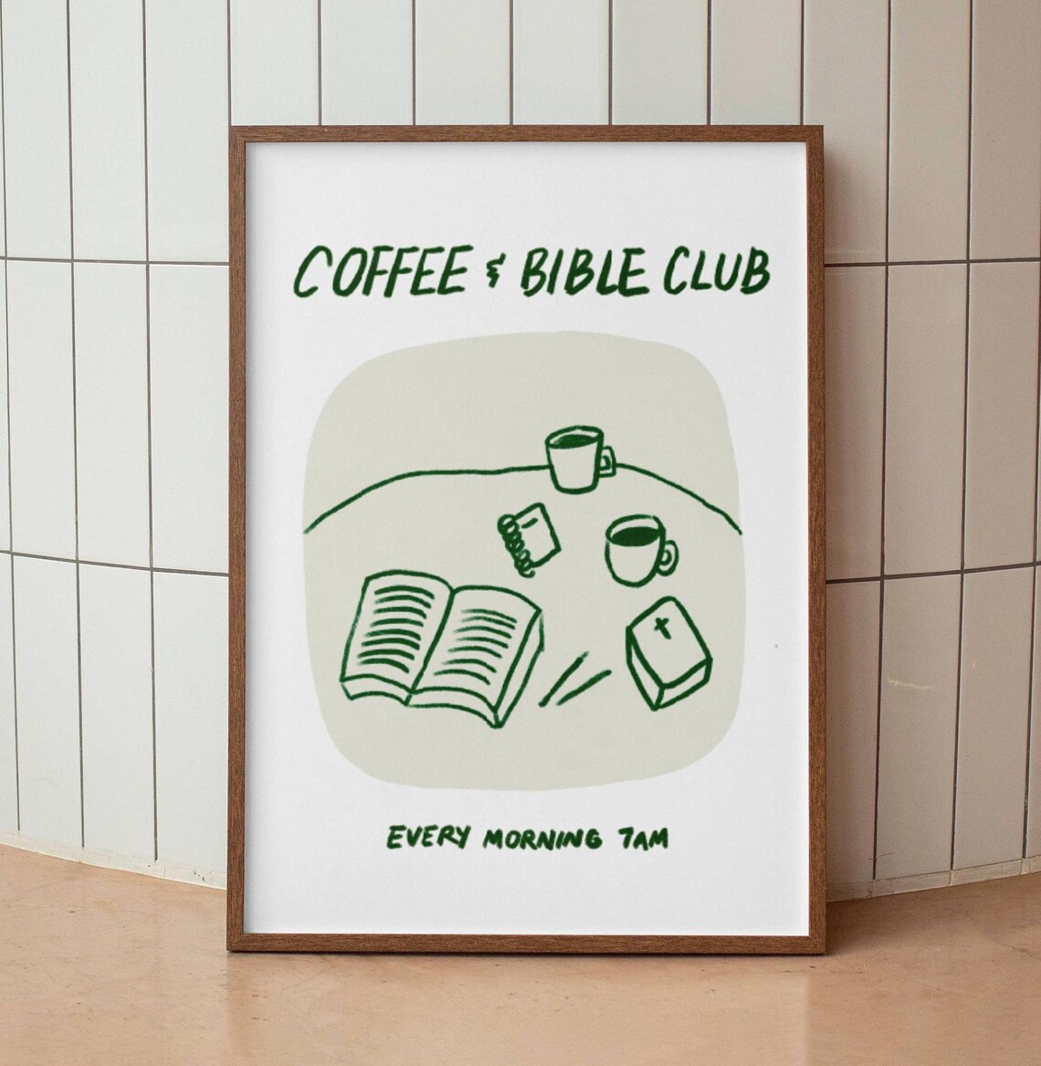 Coffee Bible Club Retro Christian Kitchen Art Print - Image 3