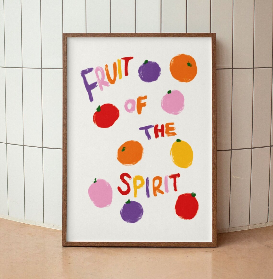 Fruit Of The Spirit Colorful Hand Painted Fruits Faith Poster - Image 2