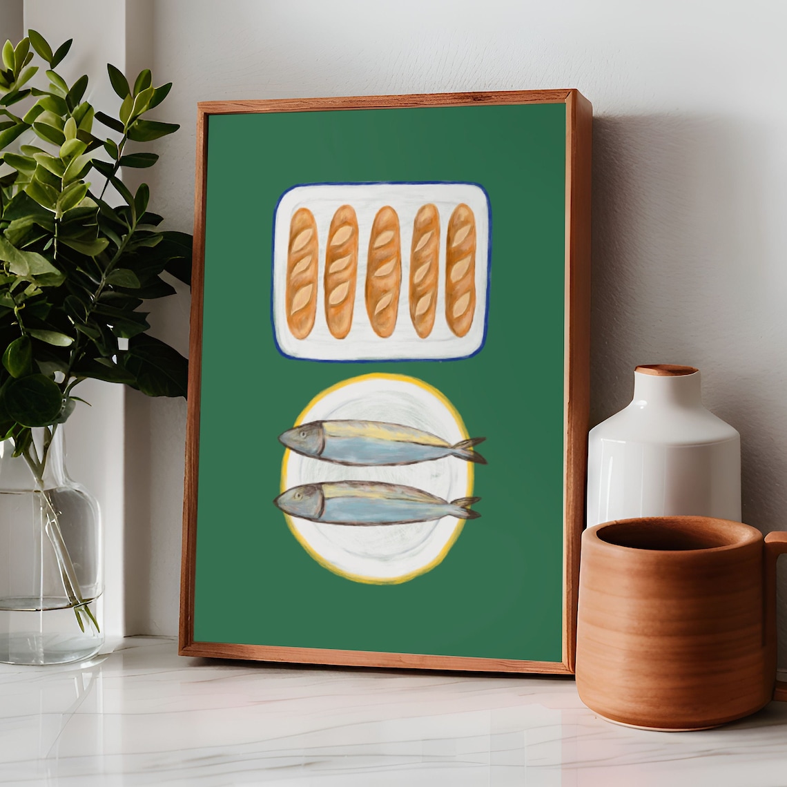 Jesus Feeds 5,000 Bible Verse Art Print, Modern Christian
