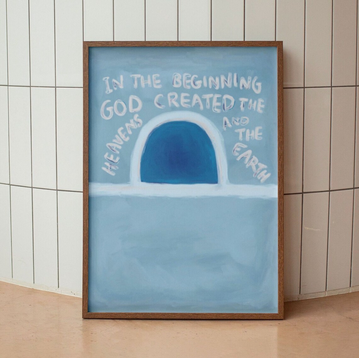 Genesis 1:1 Christian Scripture Art Print, Modern Aesthetic
