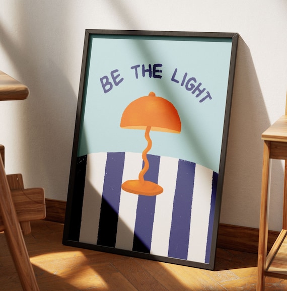 Be the Light Retro Orange Lamp Matthew 516 Christian Faith Poster