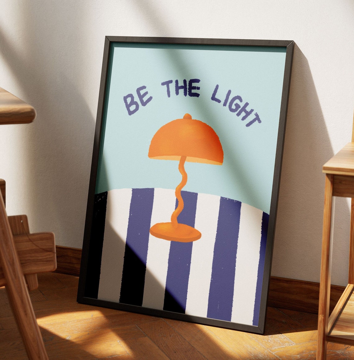 Be the Light Retro Orange Lamp Matthew 516 Christian Faith Poster