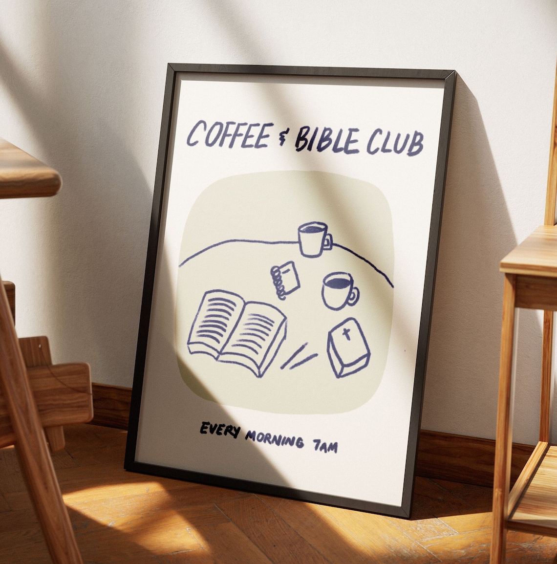 Aesthetic Christian Coffee Bible Art Print, Retro