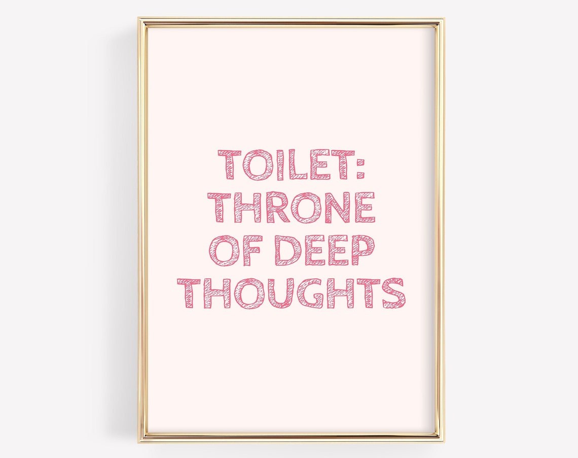 Toilet Throne Of Deep Thoughts Girly Bathroom Wall Art Pink Bathroom Print Funny Bathroom Decor Bathroom Wall Decor Print
