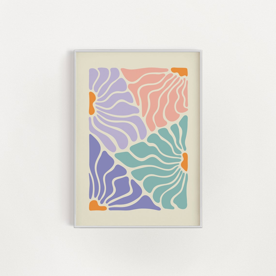Pastel Colorful Abstract Flowers Modern Botanical Collage Poster