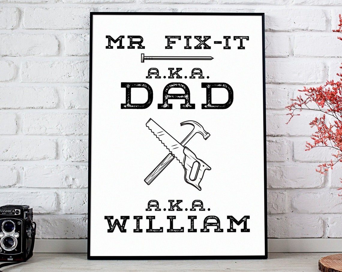 Mr Fix-It A.K.A. Dad Funny Workshop Poster Gift for Handy Fathers