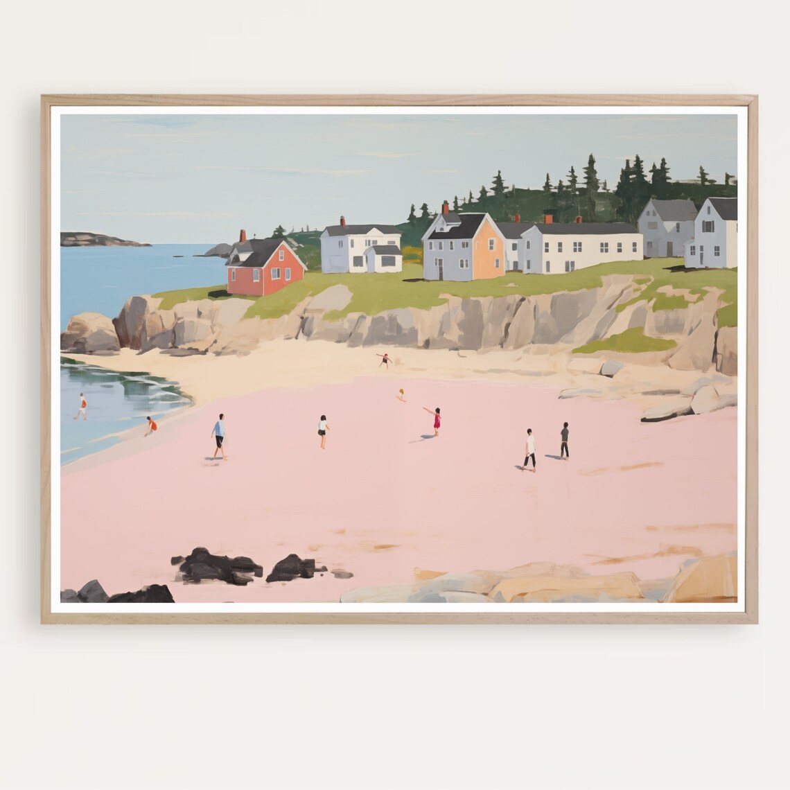 New England Coastal Vintage Beach Travel Poster