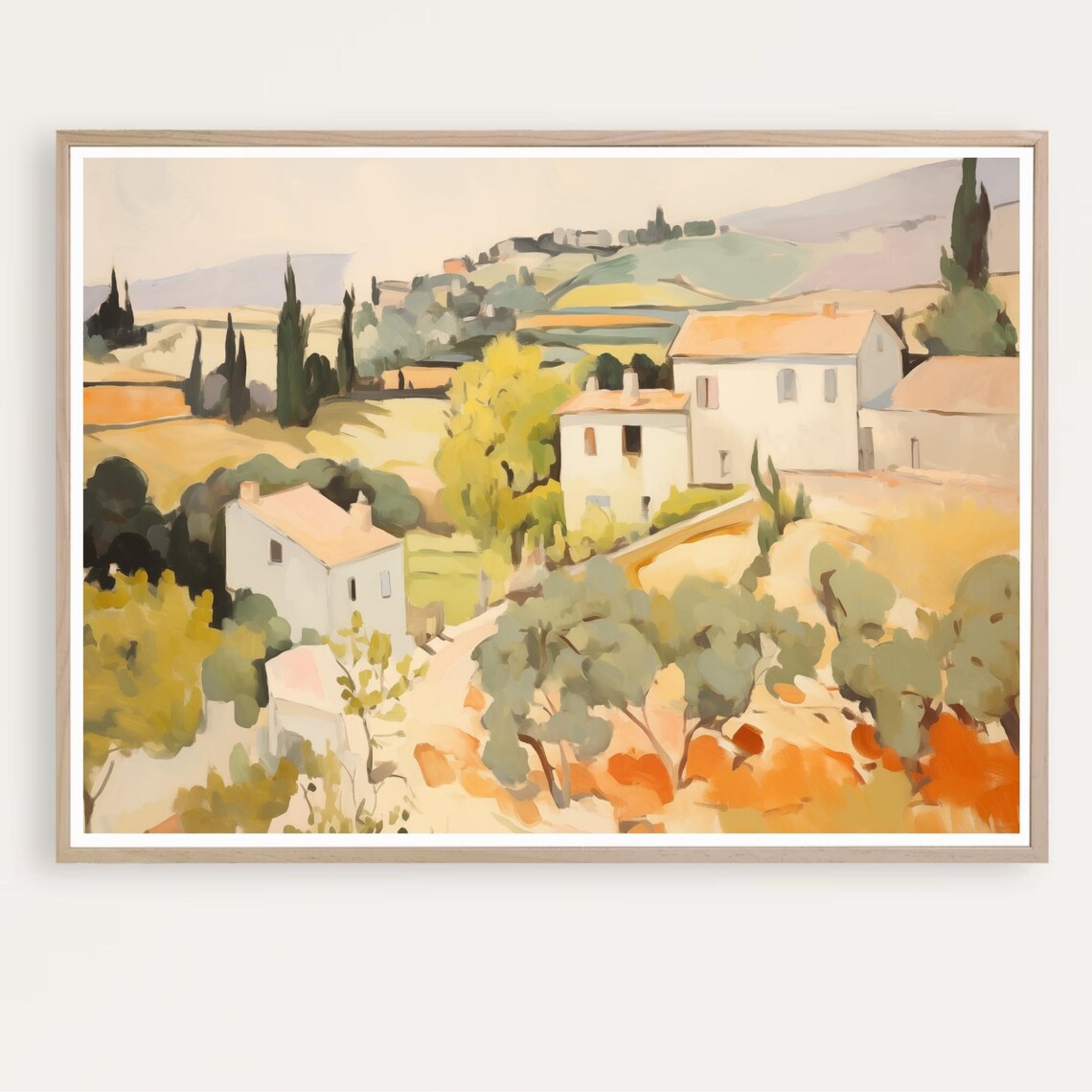 Umbria Watercolor Painting, Italian Landscape Art Print