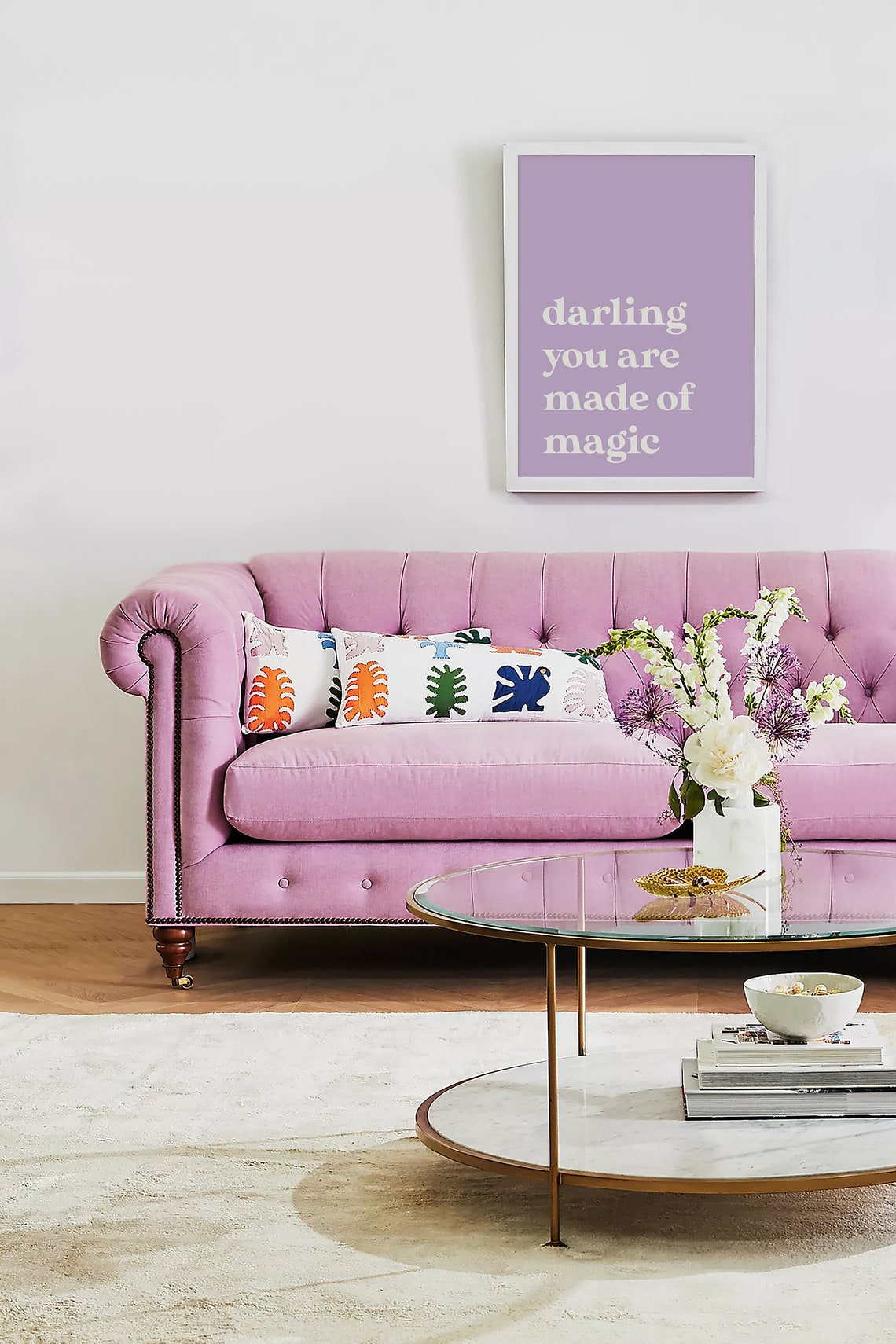 Darling You Are Made Of Magic Lavender Quote Typography Poster - Image 3