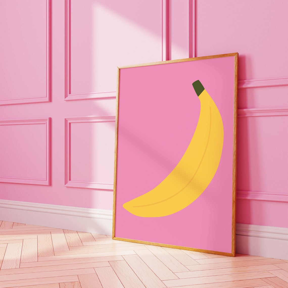 Giant Banana Pop Art Pink Background Fun Fruit Kitchen Poster - Image 2