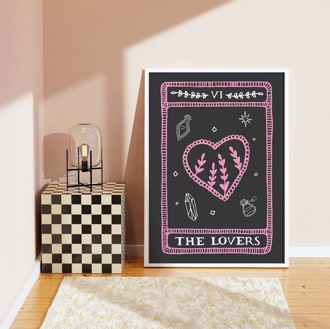 The Lovers Tarot Card Pink Heart Crystal Love Mystic Wall Art - Image 7