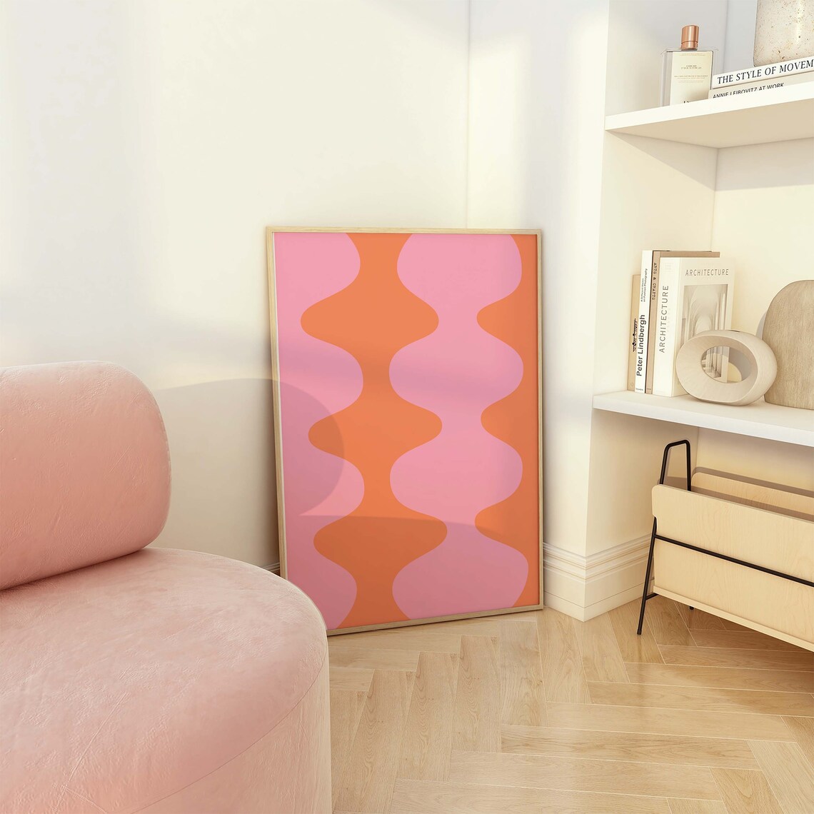 Pink Orange Wavy Abstract Groovy Retro 70s Wall Decor Poster - Image 5
