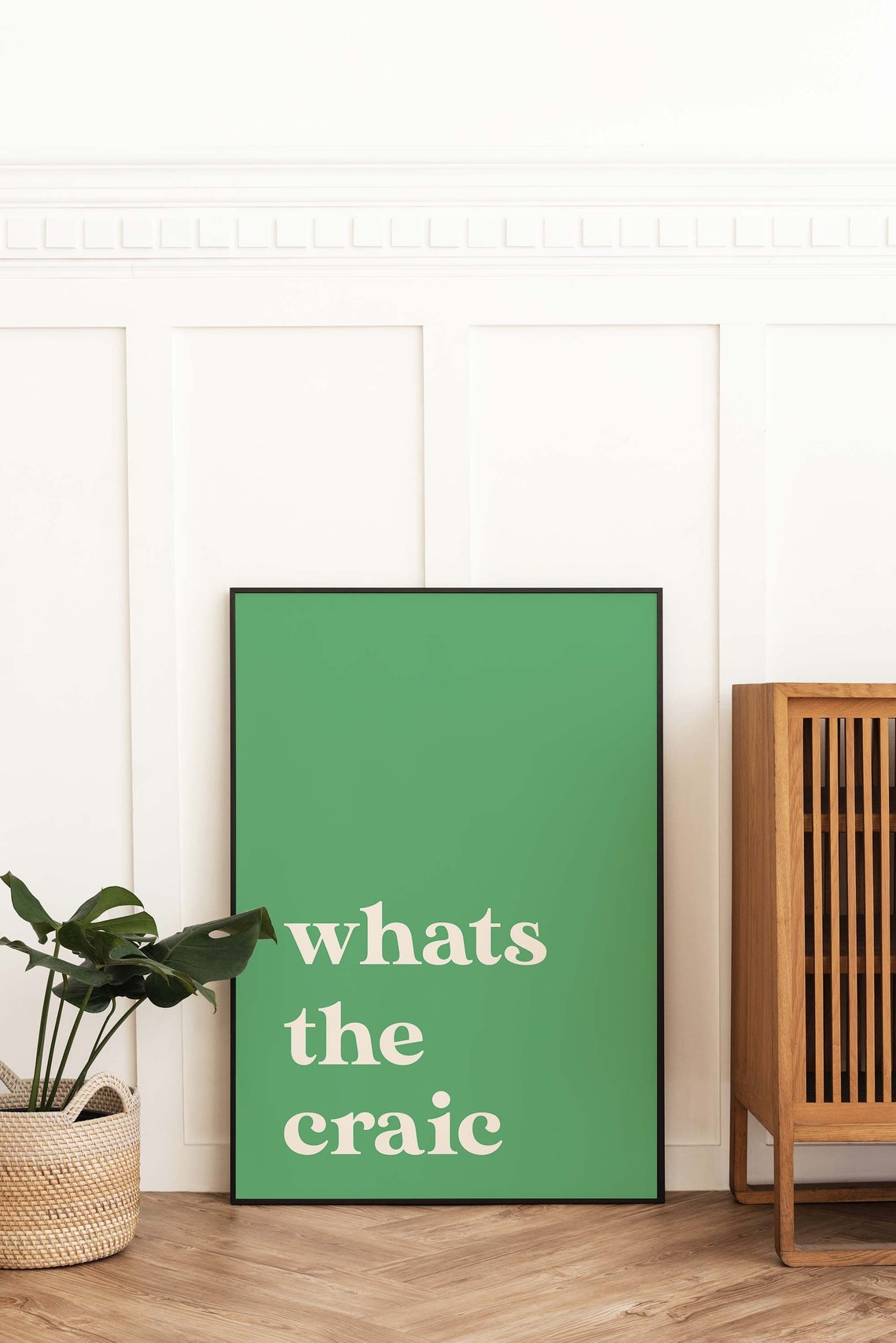 Whats The Craic Green Irish Saying Minimal Typography Poster - Image 4