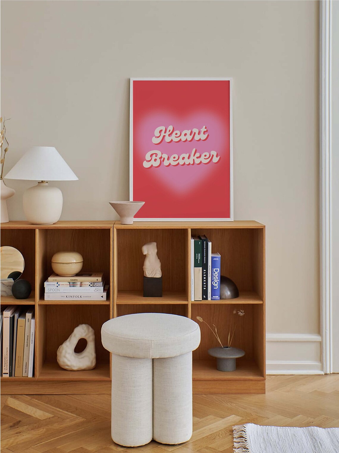 Heart Breaker Retro Script Red Heart Valentine Typography Poster - Image 5