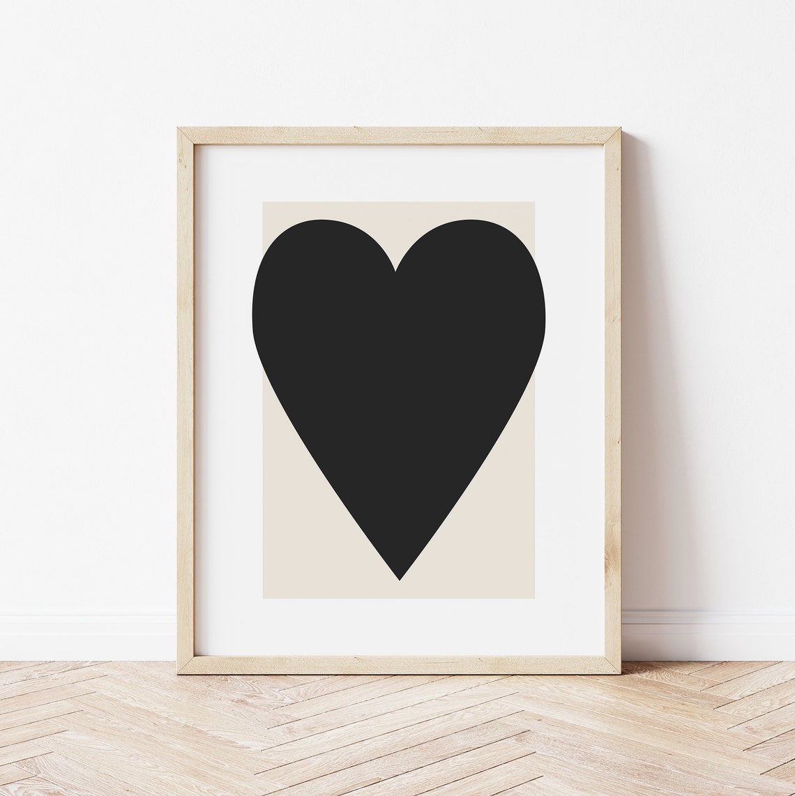Black Heart Print Art Abstract Minimal Heart Poster Art Cute Trendy Wall Art