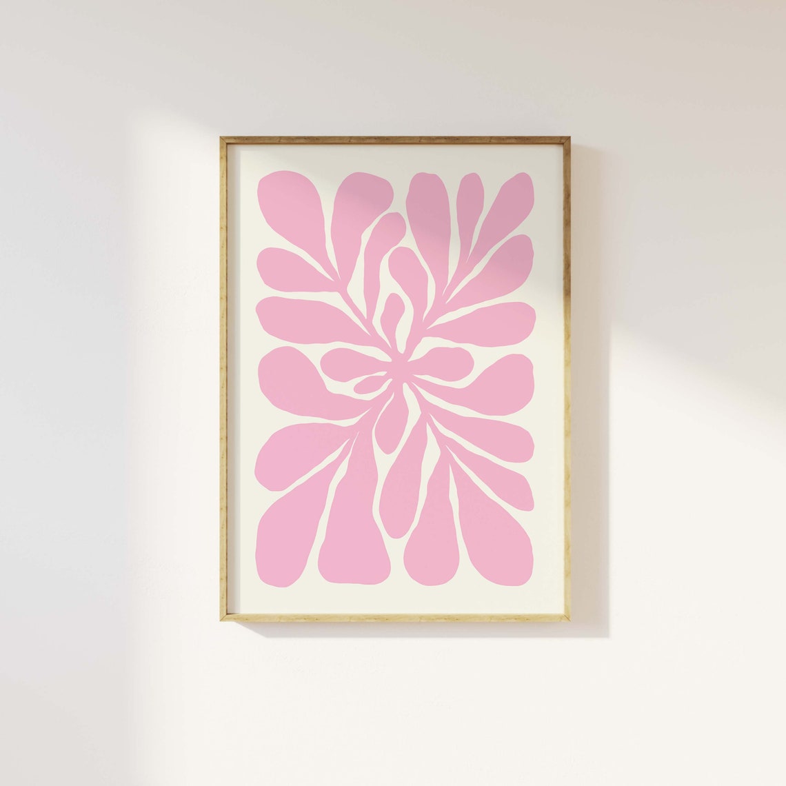 Pink Abstract Botanical Burst Minimalist Poster For Girls Room - Image 3