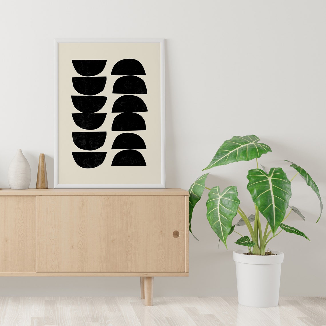 Abstract Black Wall Print Art Neutral Mcm Art Minimal Abstract Shapes Art Cute Trendy Wall Art - Image 4