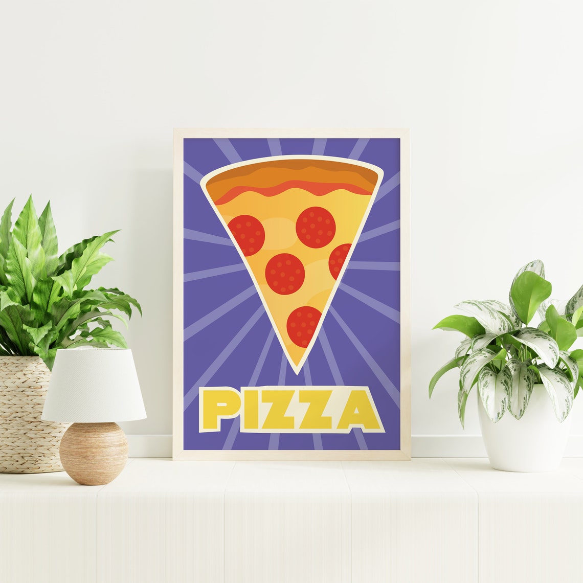 Pepperoni Pizza Slice Purple Pop Art Style Retro Kitchen Wall Poster - Image 5