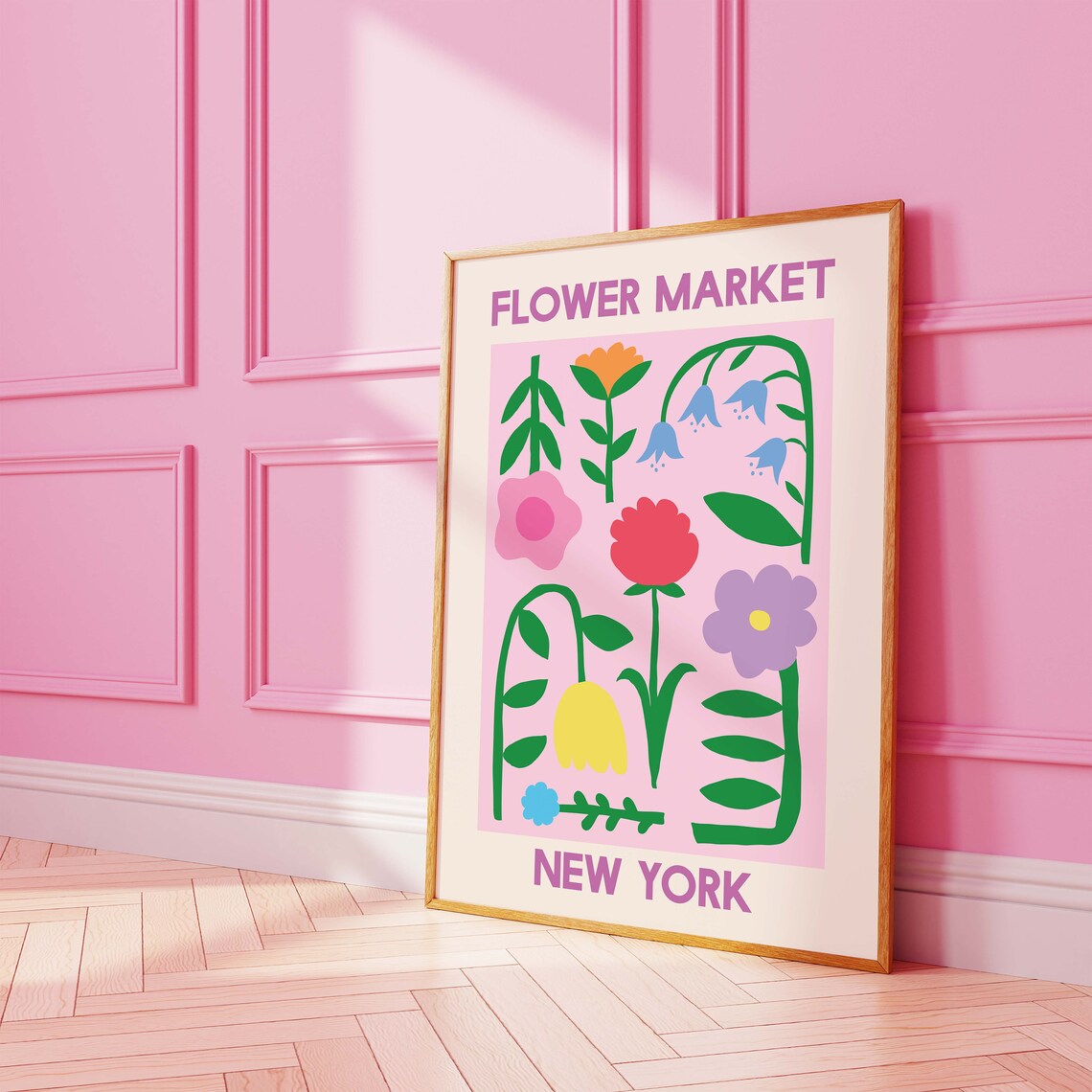 Flower Market New York Pink Garden Floral Vintage Art Poster - Image 5