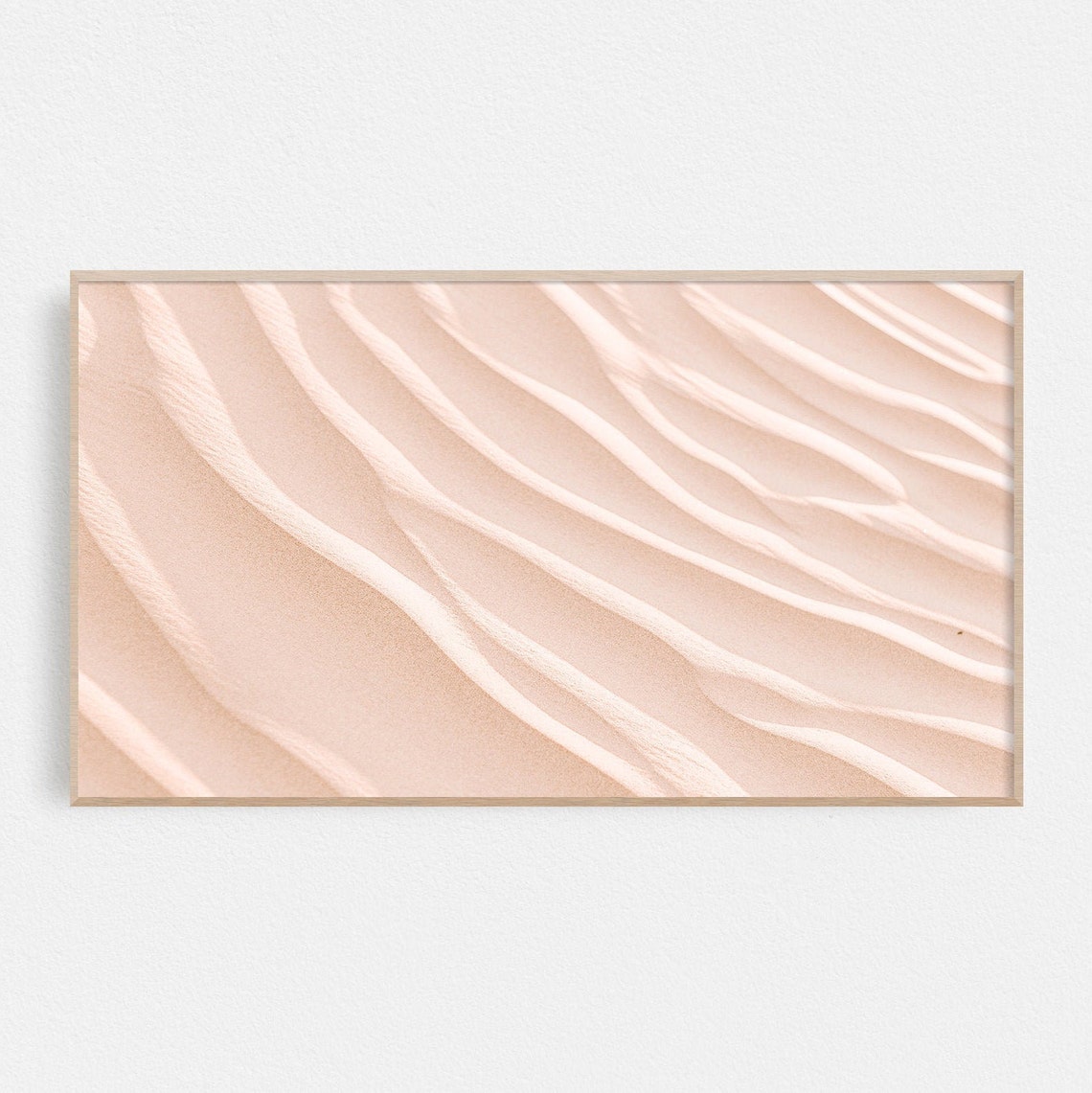 Neutral Beige Sand Dune Ripples Minimalist Desert Photography Print