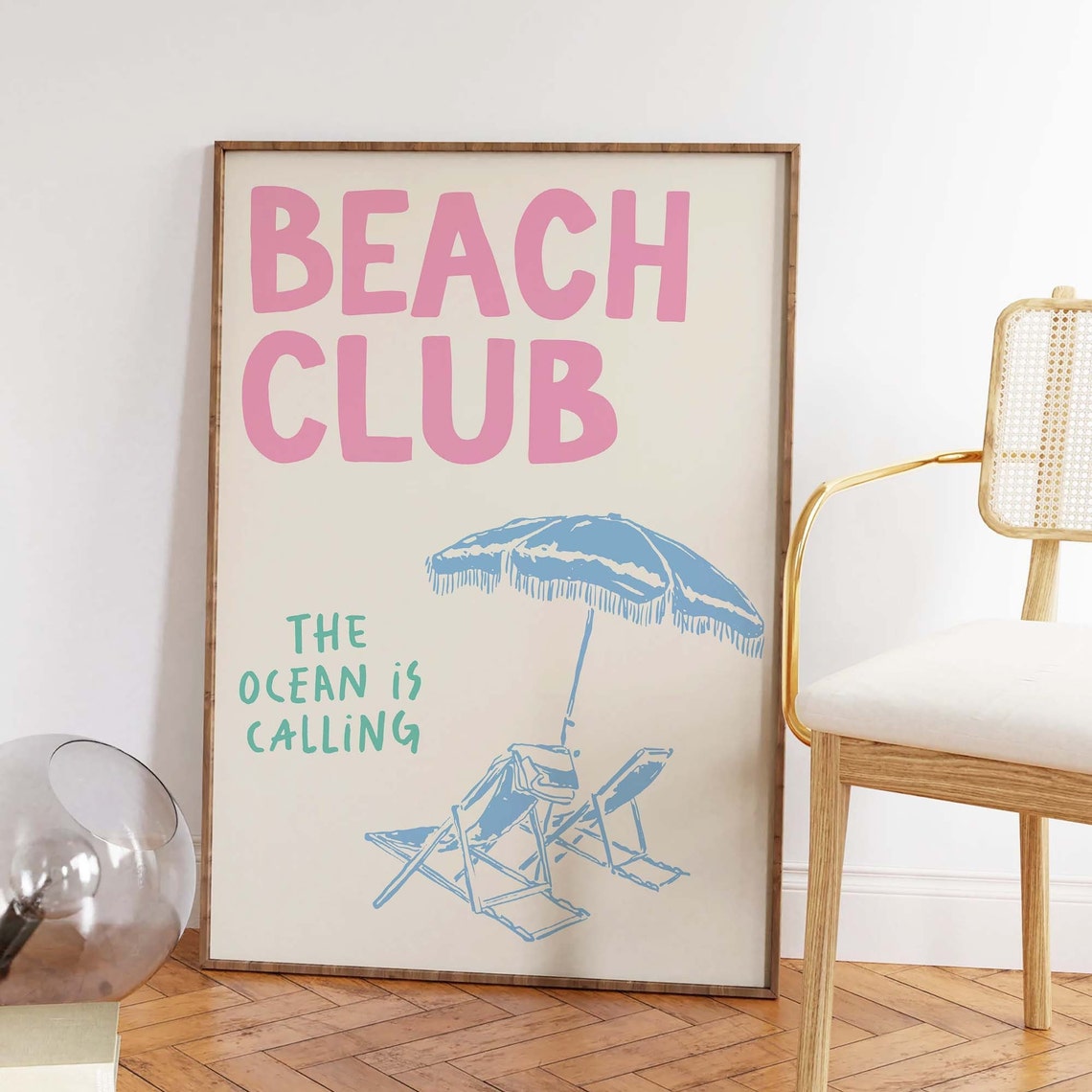 Beach Club The Ocean Is Calling Quote Art Poster for Coastal Decor - Image 4