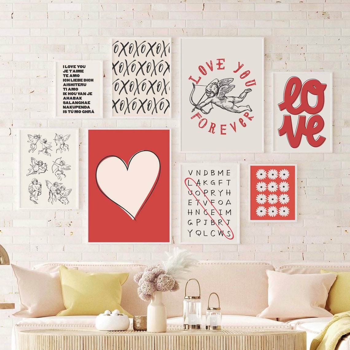 Valentines Gallery Wall Set 8 Red Love Themed Poster Collection - Image 4
