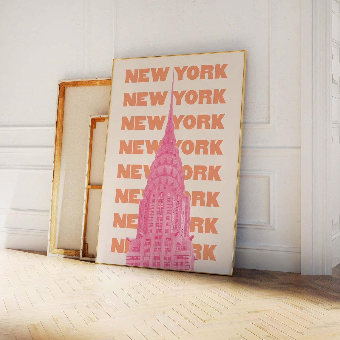 New York City Travel Print Art Pink Orange Nyc Travel Exhibition Print New York Wall Art Cute Trendy Wall Art - Image 3