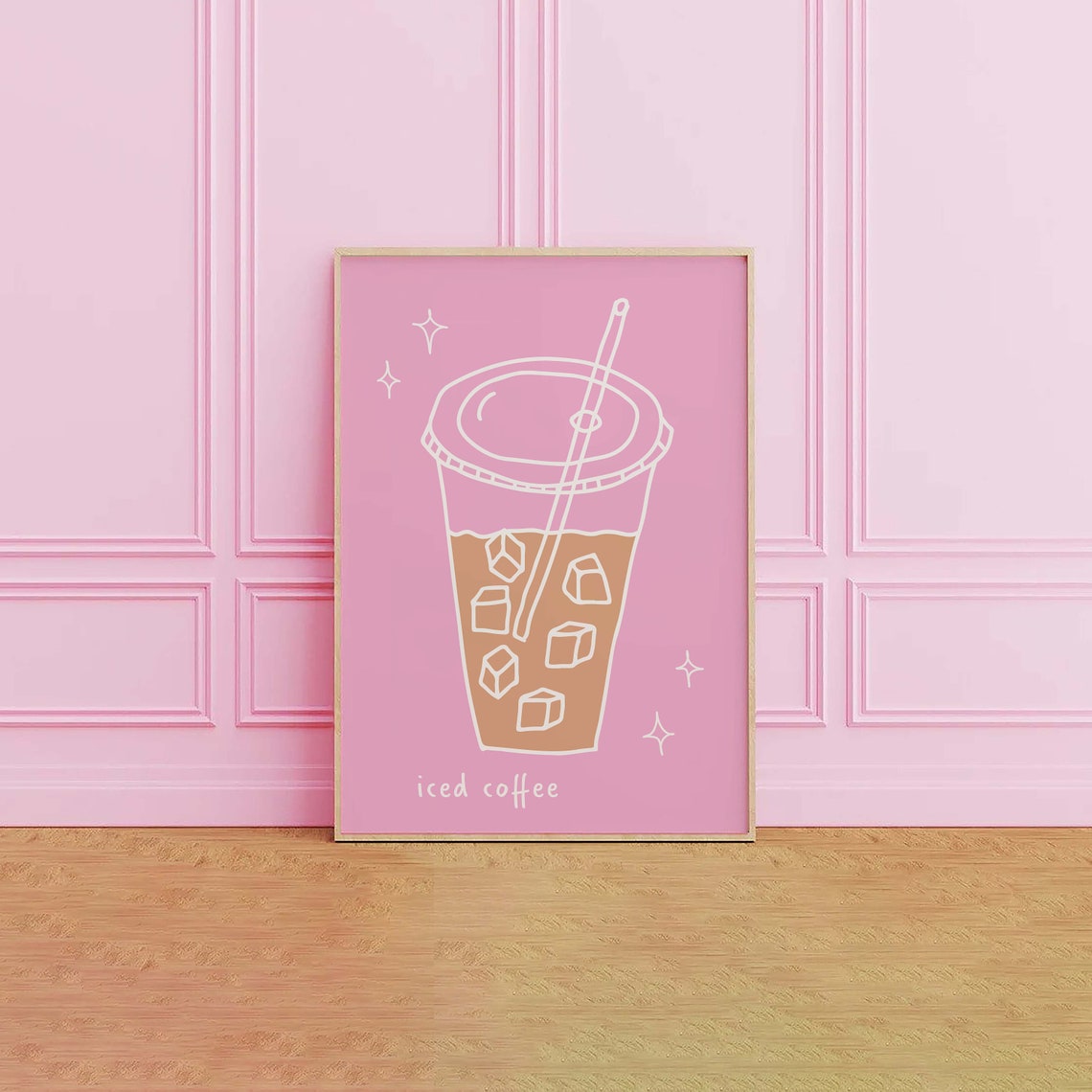 Iced Coffee Print Art Cute Poster Retro Bar Cart Decor - Image 3