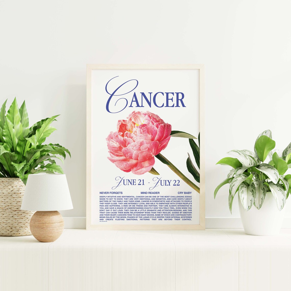 Cancer Zodiac Sign Peony Flower Retro Astrology Star Sign Personality Poster - Image 5
