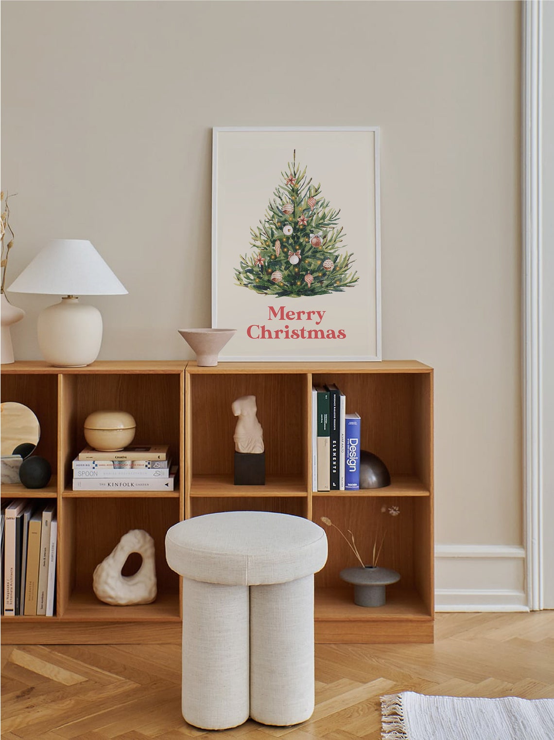 Watercolor Christmas Tree With Ornaments Merry Christmas Art Poster - Image 3