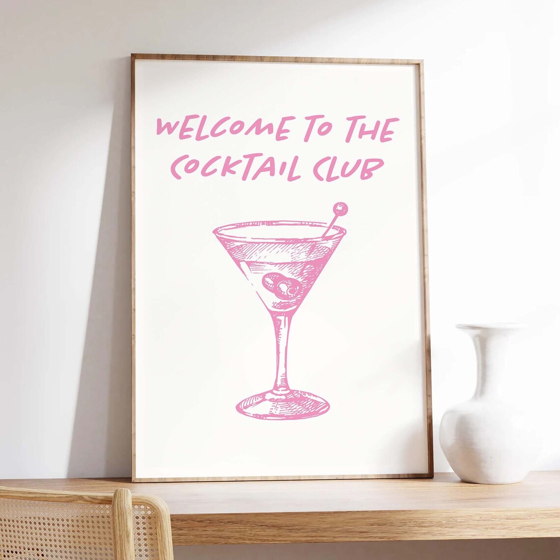 Welcome To The Cocktail Club Pink Martini Sketch Bar Art Poster - Image 4