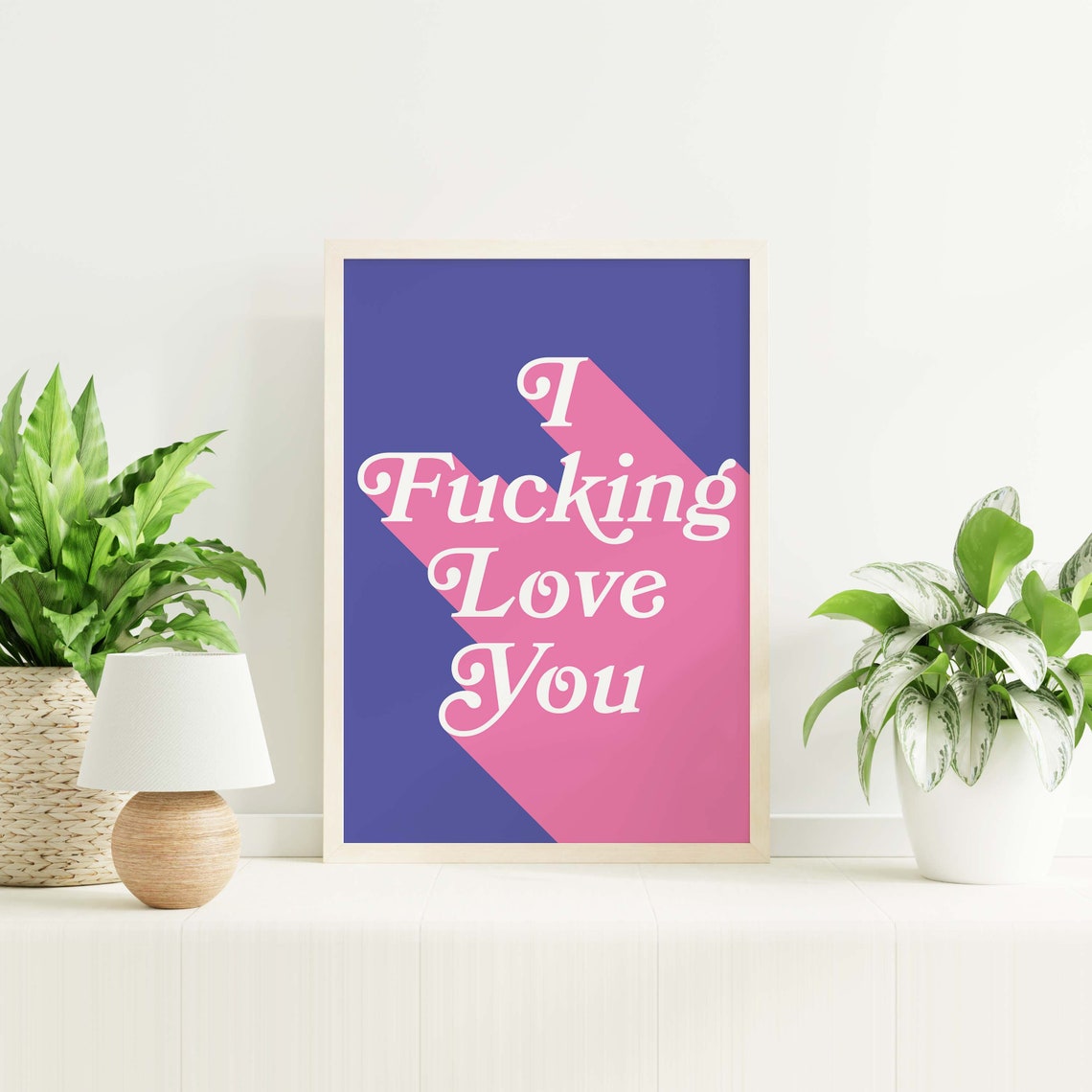 I Fucking Love You Blue Pink Retro Typography Bold Love Poster - Image 6