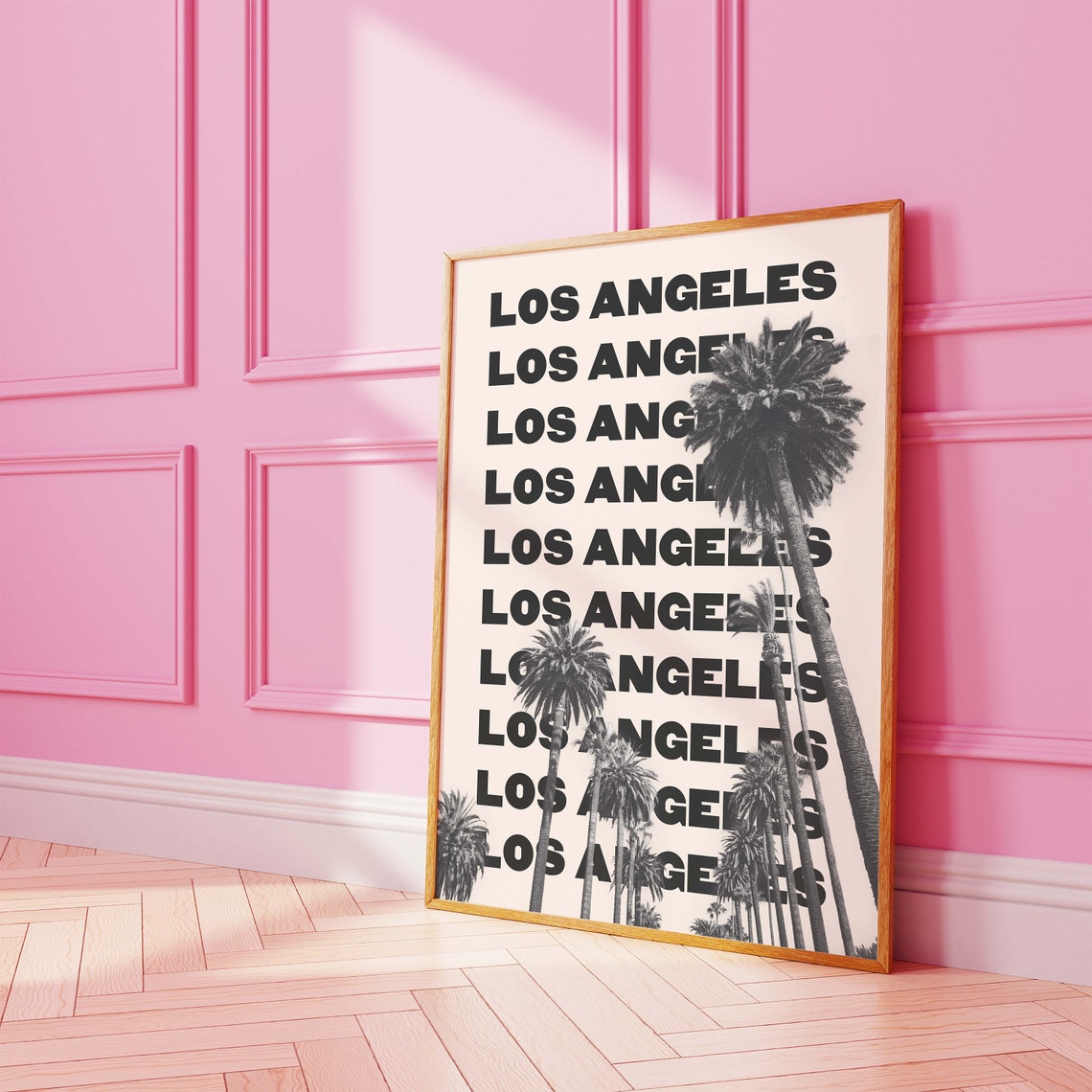 Los Angeles Black and White Palm Trees Travel Art Poster for Decor - Image 2