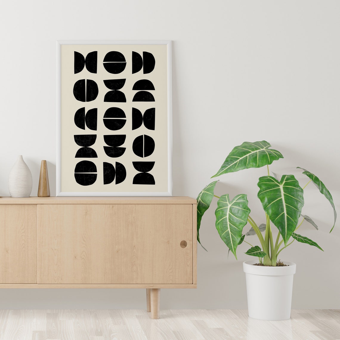 Abstract Black Wall Print Art Mid Century Modern Minimal Abstract Shapes Art Cute Trendy Wall Art - Image 4