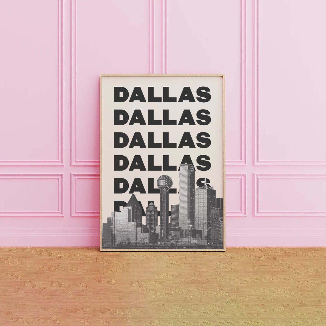 Dallas Texas Skyline Typography Art Poster for Modern City Decor - Image 3