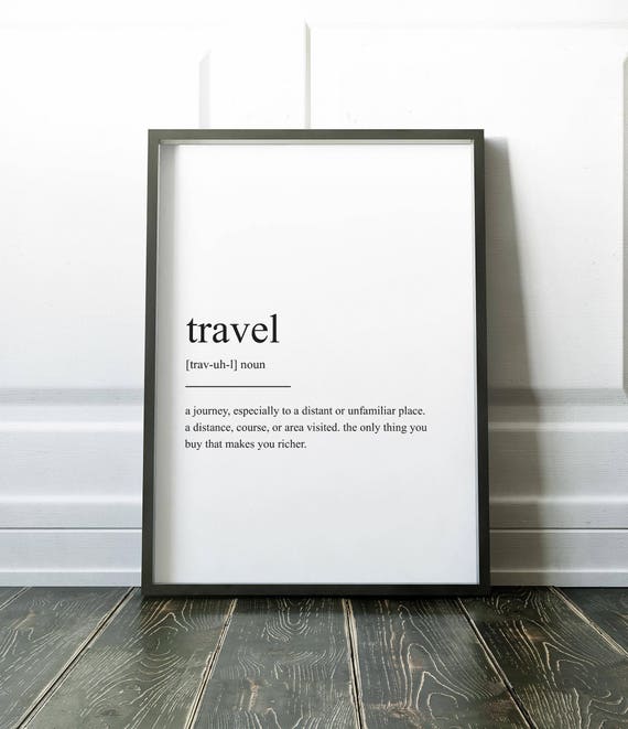 Travel Definition Minimalist Poster, Modern Decor