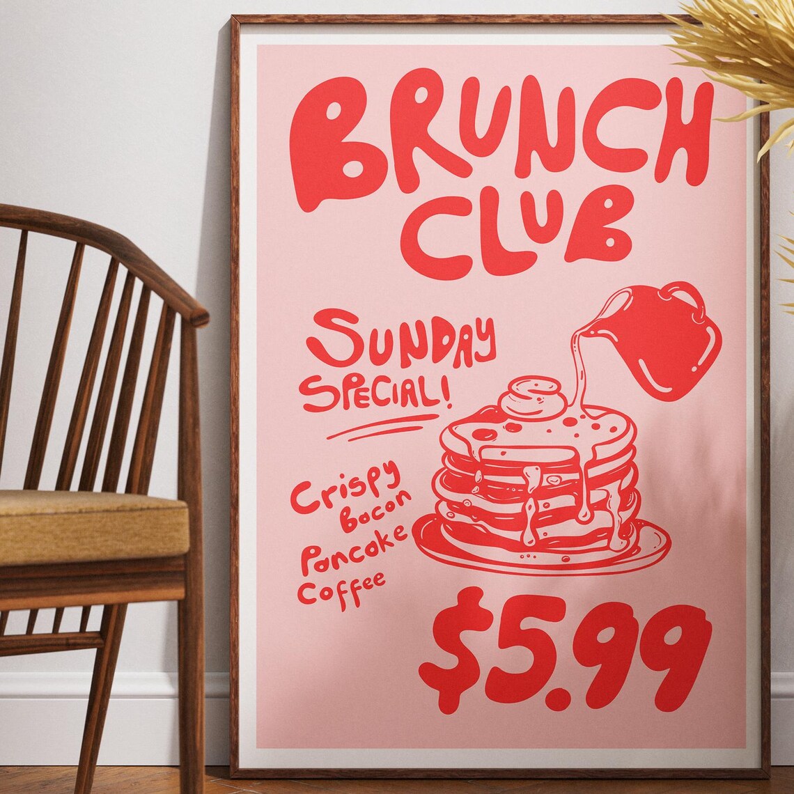 Brunch Club Sunday Special Retro Diner Style Advertisement Poster