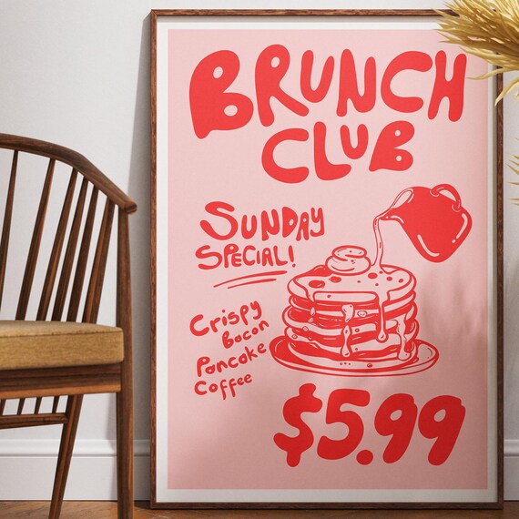 Brunch Club Sunday Special Retro Diner Style Advertisement Poster