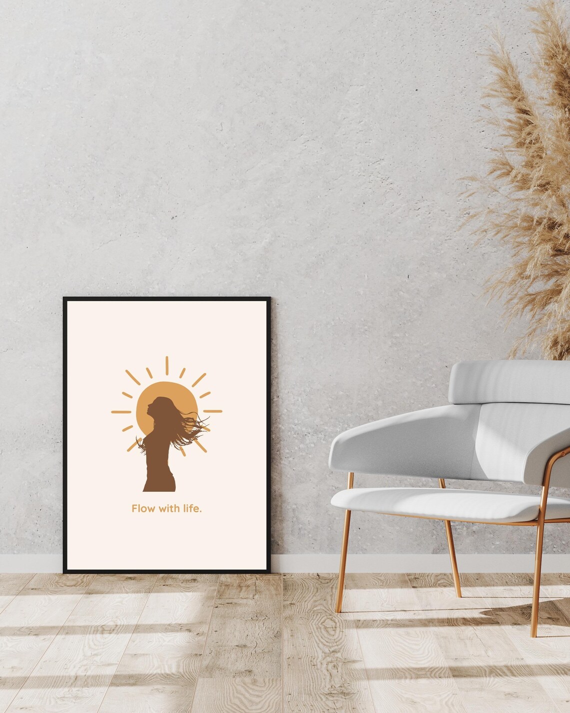 Flow With Life, Minimalist Boho Motivational Art