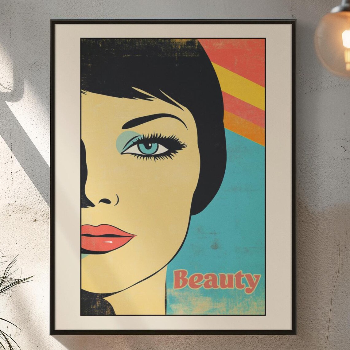 Beauty Pop Art Woman Portrait Retro 1960s Glamour Style Poster