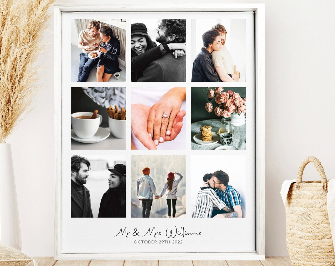 Personalized Photo Collage, Couples Memory Keepsake