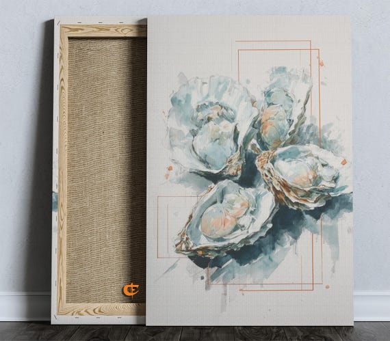 Minimalist Watercolor Oyster Composition Pastel Coastal Art Soft Sea Shell Painting Tranquil Beach Decor Wall 1087
