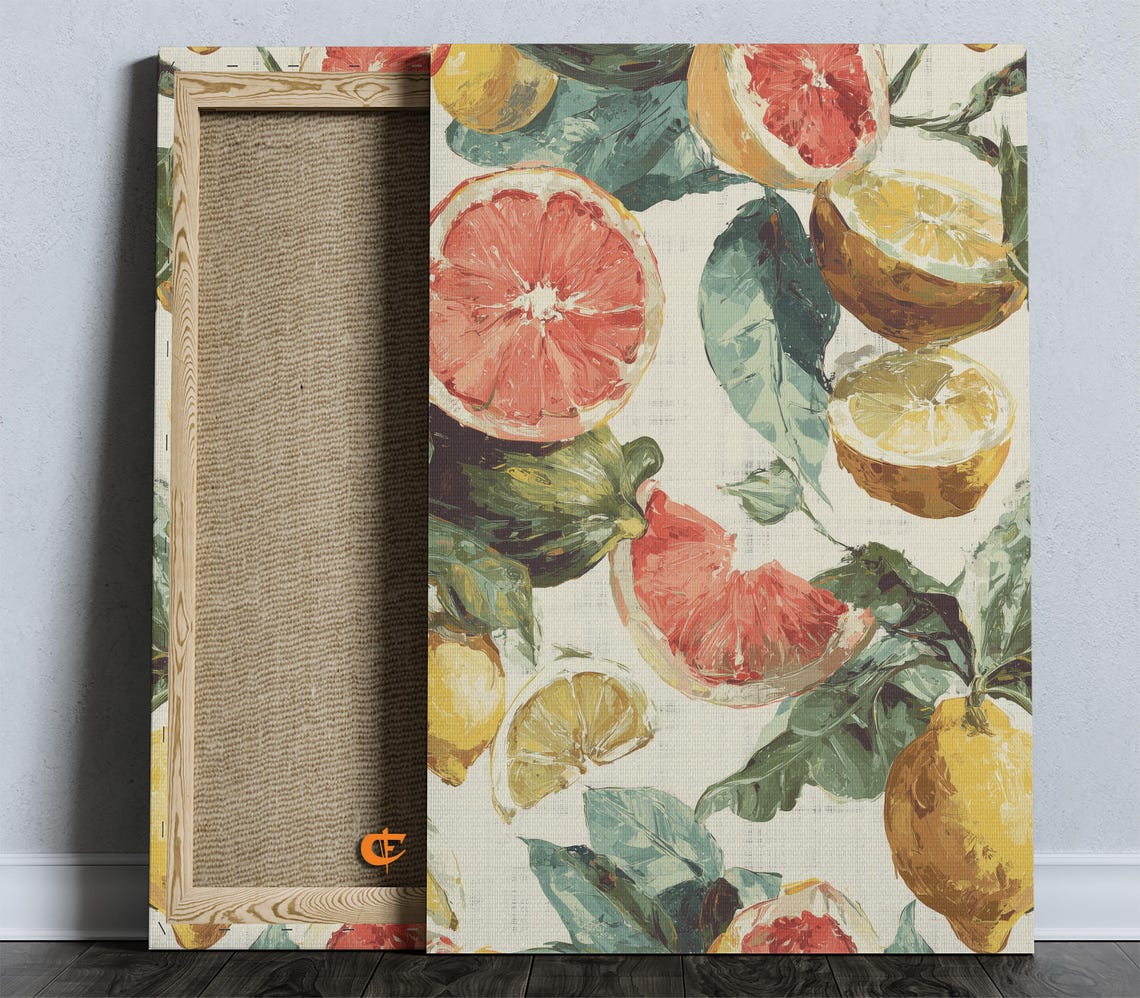 Citrus Fruit Pattern Painting With Grapefruit Lemons Art Poster