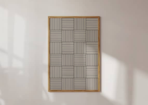 Woven Black Lines Checkerboard Minimalist Geometric Art Poster