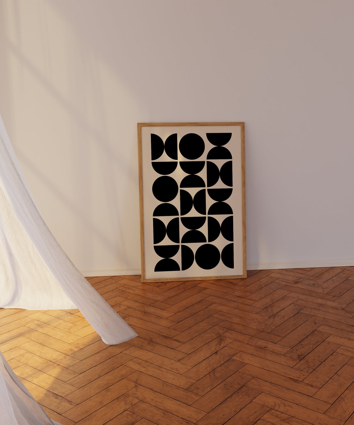 Black Geometric Circles Grid Bold Mid Century Modern Art Poster - Image 2