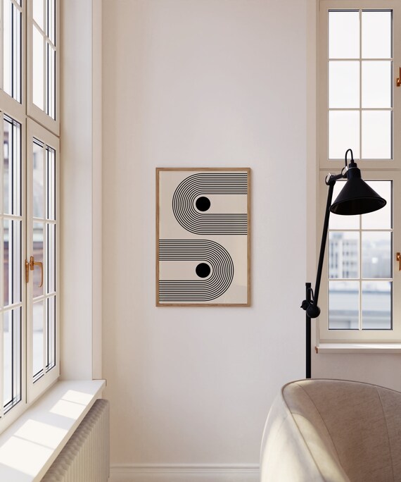 Minimalist Japandi Wall Art Print Abstract Wall Art Geometric Poster Zen Wall Art Monochrome Wall Dcor