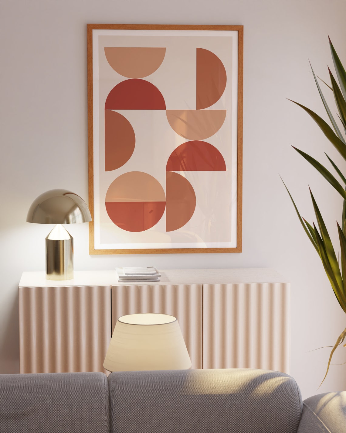 Terracotta Pink Scattered Semicircle Bauhaus Mid Century Poster - Image 2