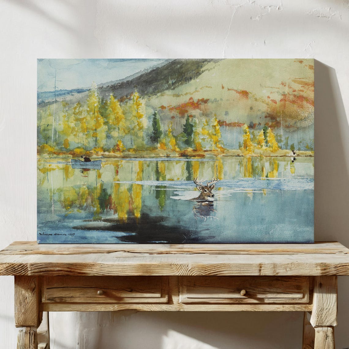 An October Day By Winslow Homer Vintage Nature Art Poster Deer Painting Mountain Lover Gift Fall Home Decor Unframed
