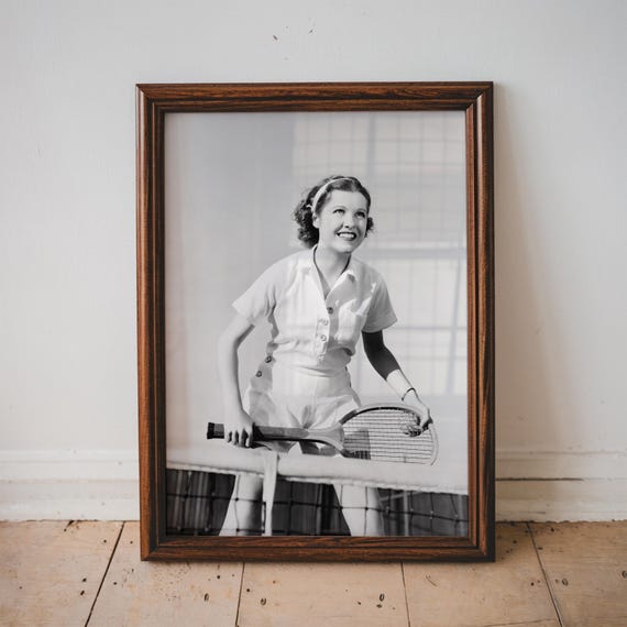 Girl Playing Tennis Vintage Photo Sports Image Cool Wall Art Lover Gift Pro Shop Decor Old Print Unframed
